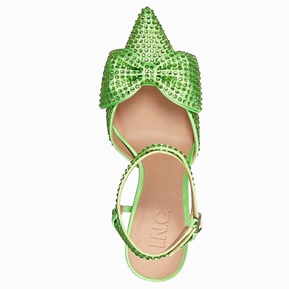 New w/Box INC International Concepts Stefia Lime Bow Rhinestone Ankle Strap Heel - Picture 2 of 6